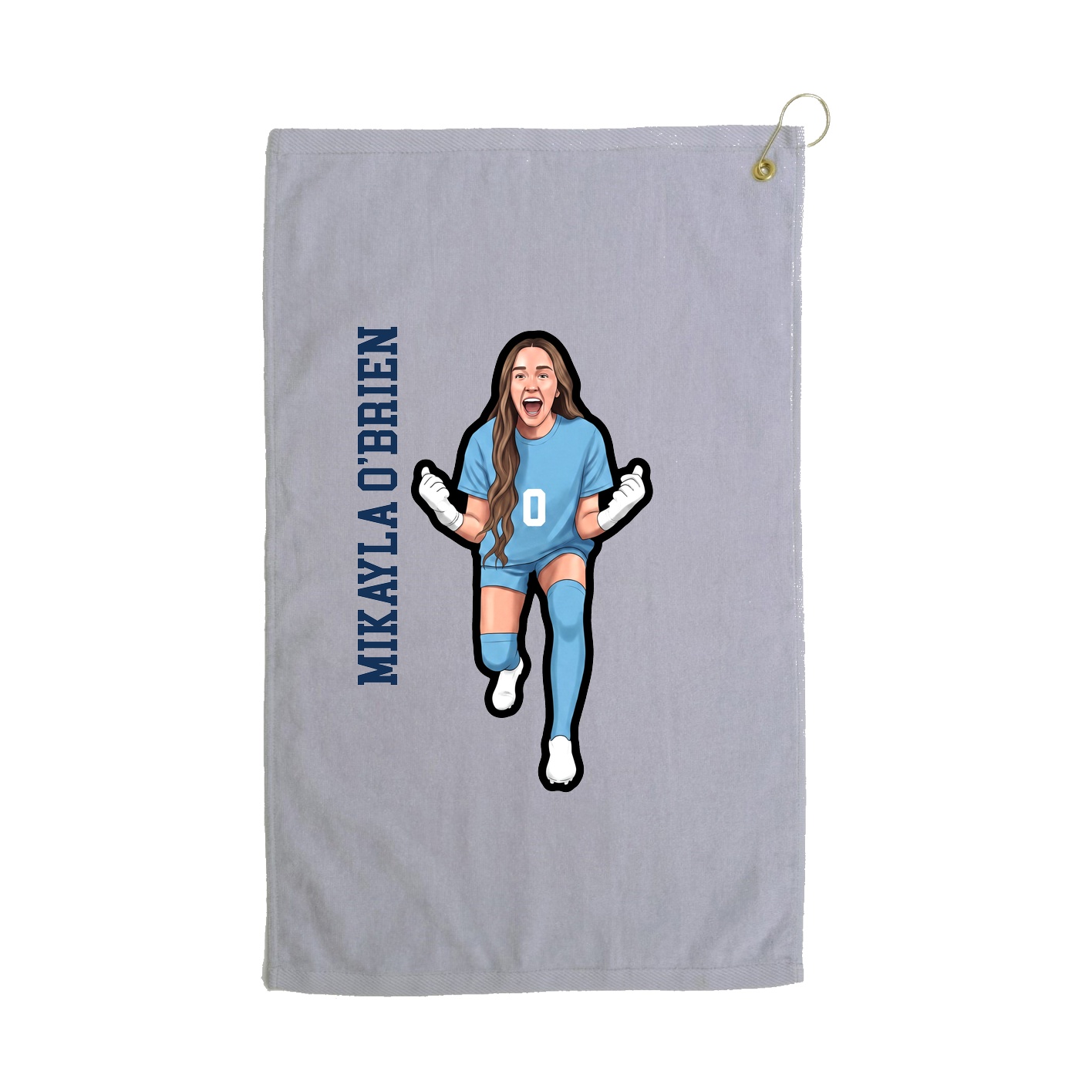 Golf Towel — Name Vertical in Grey