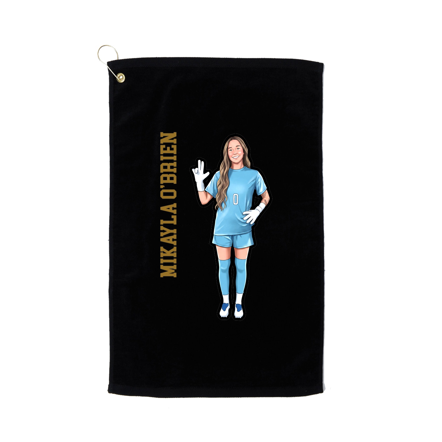 Golf Towel — Name Vertical in Black