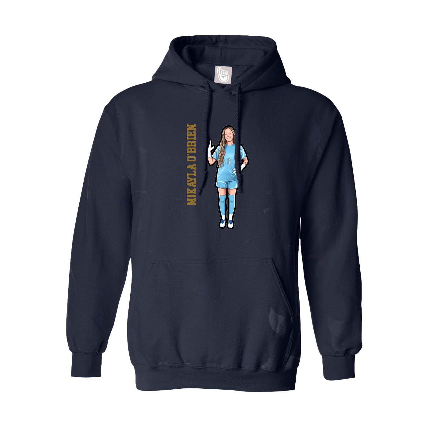 Hoodie — Name Vertical in Navy