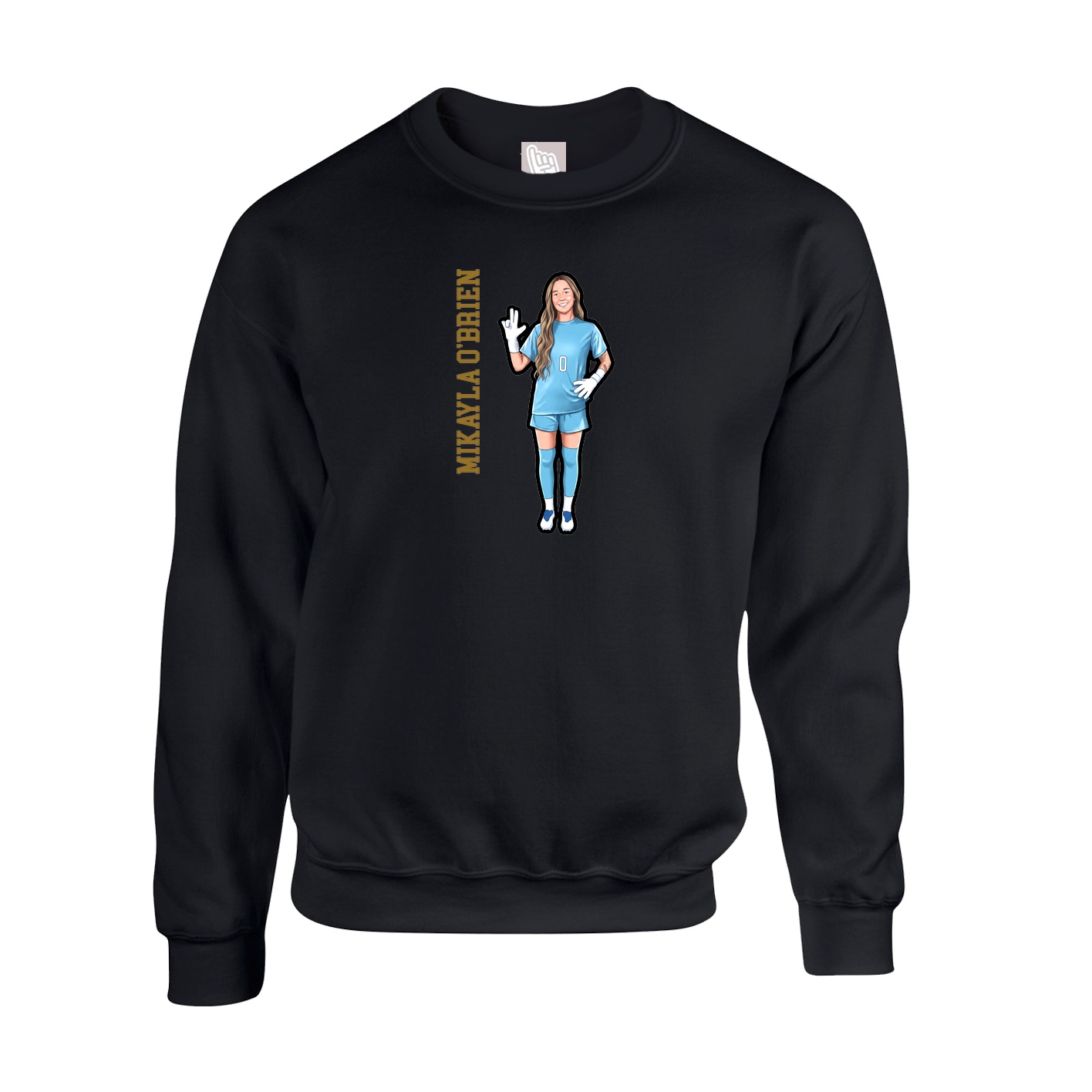 Fleece Crew — Name Vertical in Black