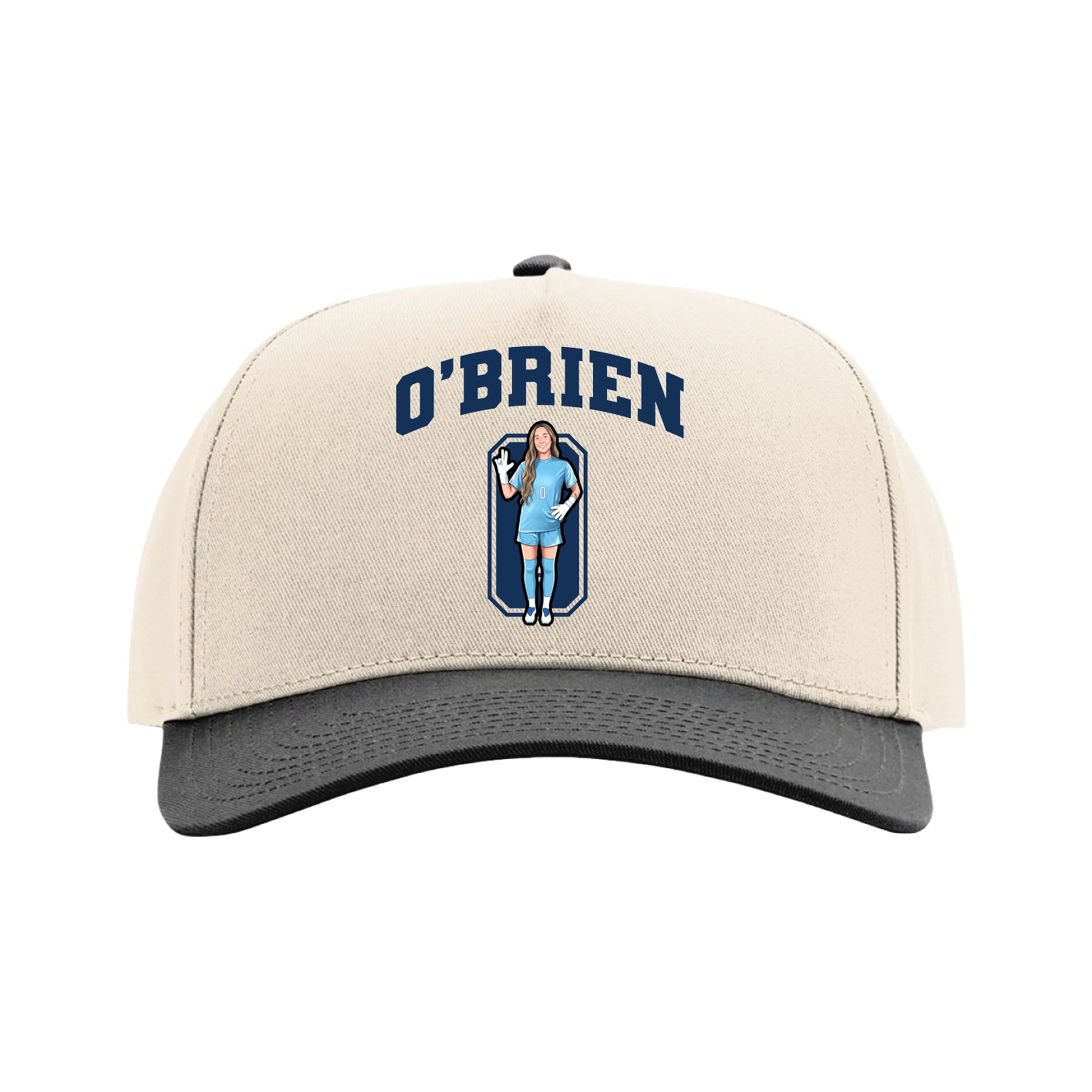 Full Fabric Five-Panel Champ Cap — Number in Cream/Black