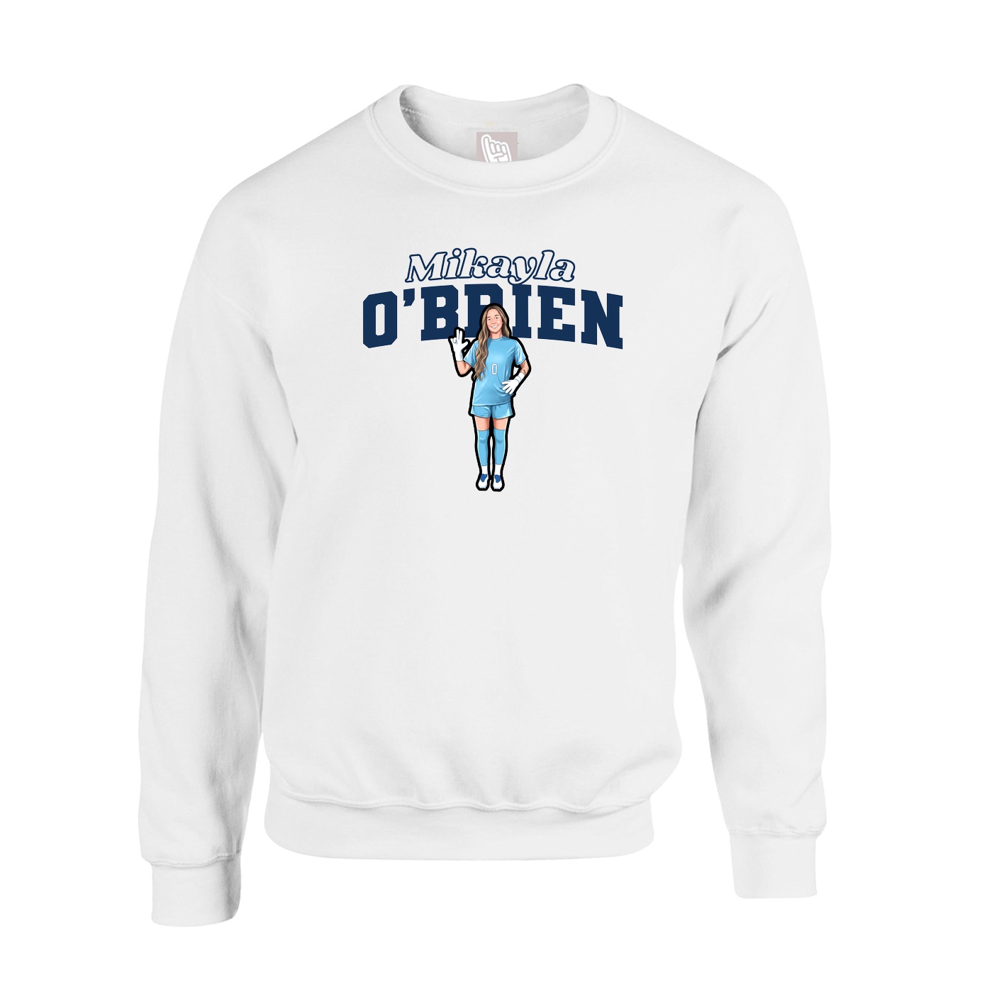 Fleece Crew — Name Arch in White