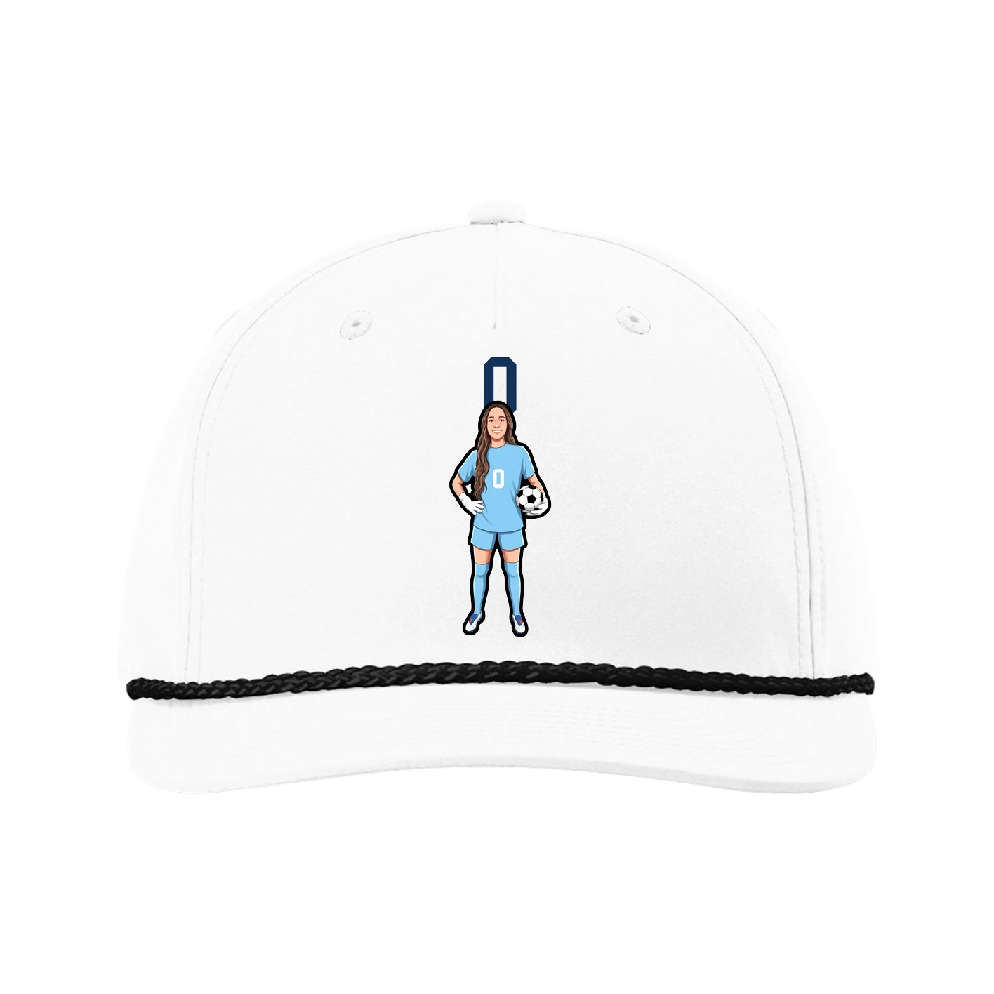 Five-Panel Classic Rope Cap — Number Top in White