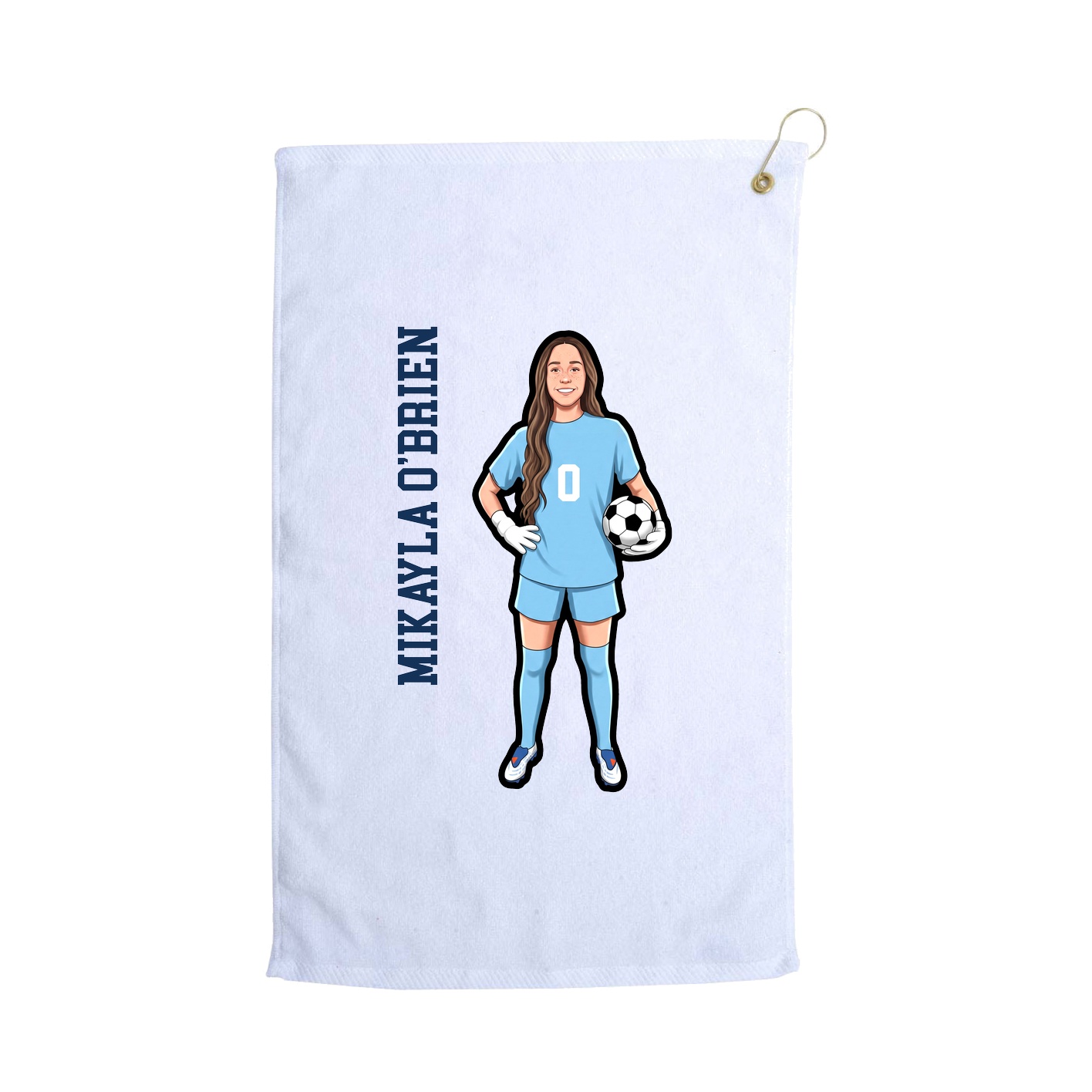Golf Towel — Name Vertical in White