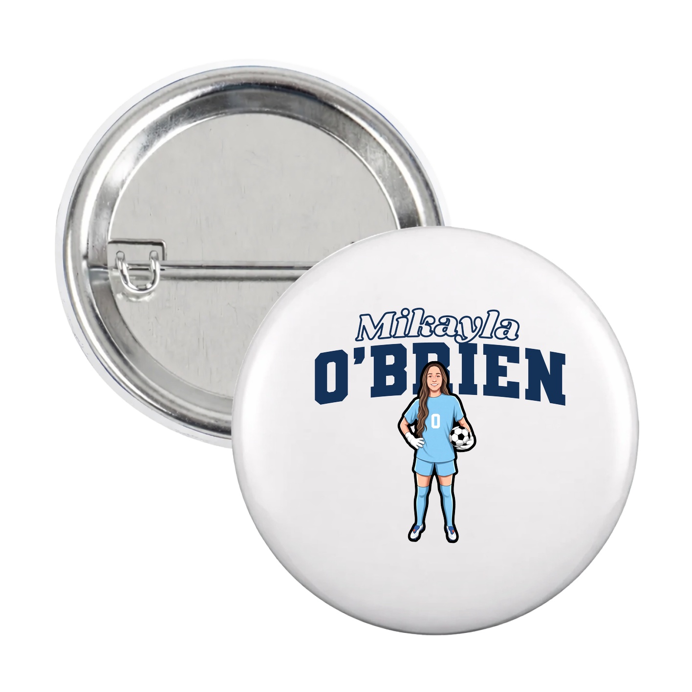 Game Day Button — Name Arch in White