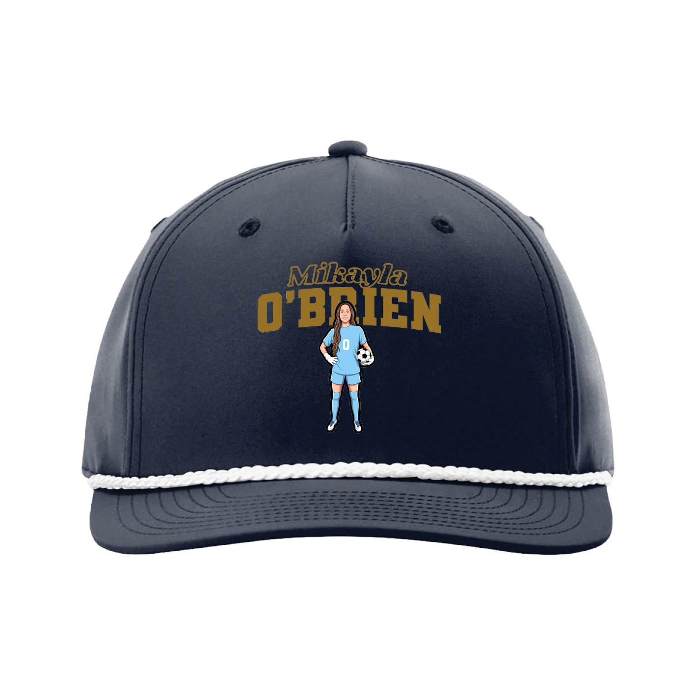 Five-Panel Classic Rope Cap — Name Arch in Navy