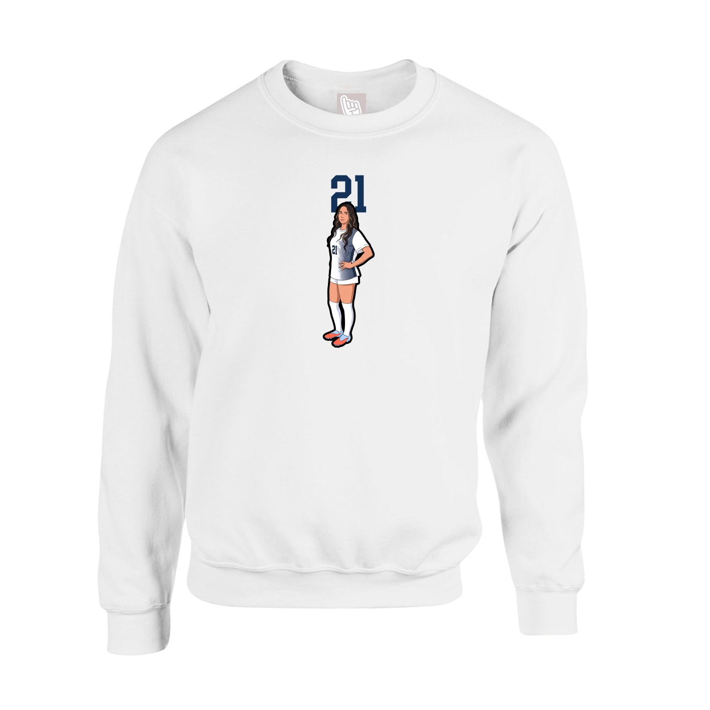 Fleece Crew — Number Top in White