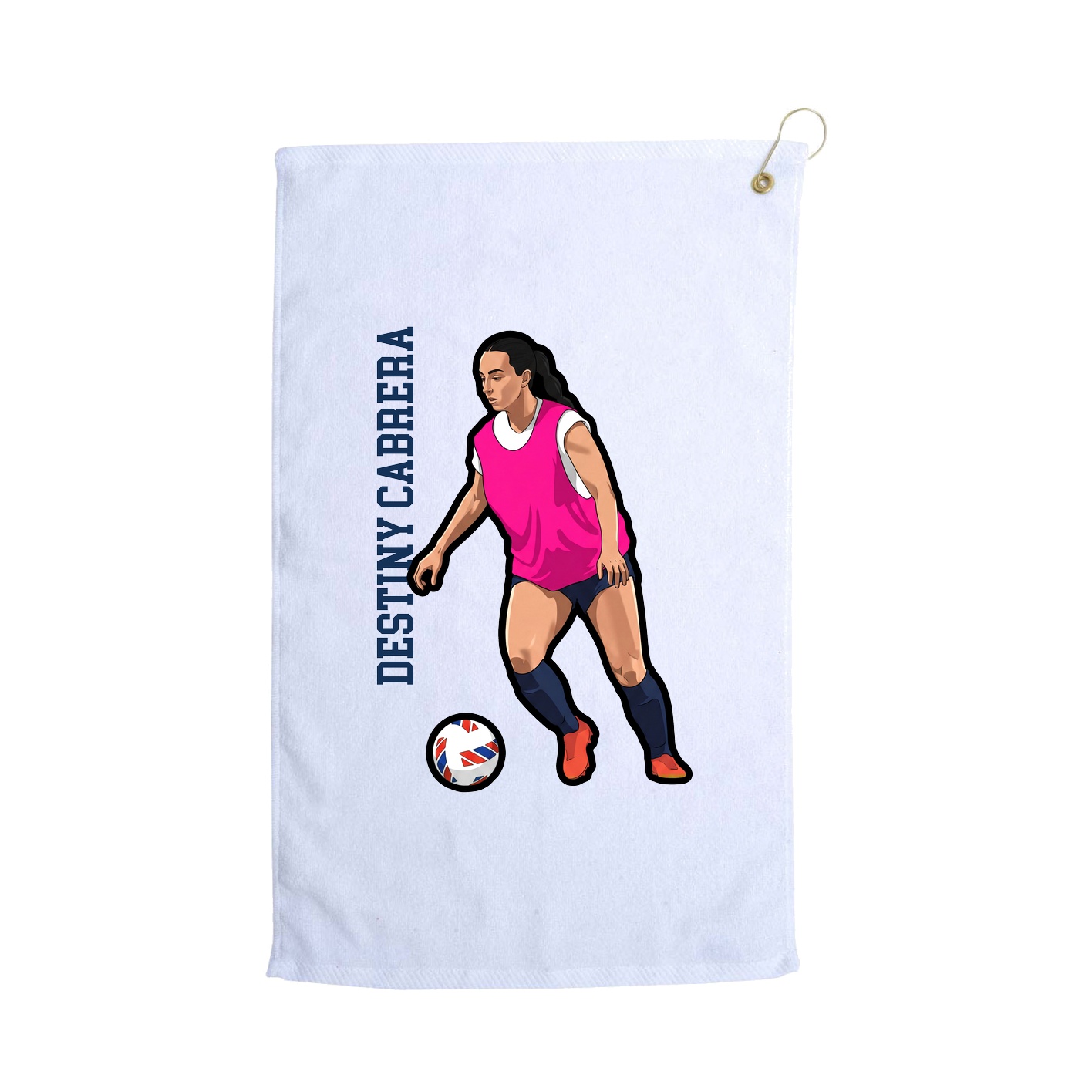 Golf Towel — Name Vertical in White