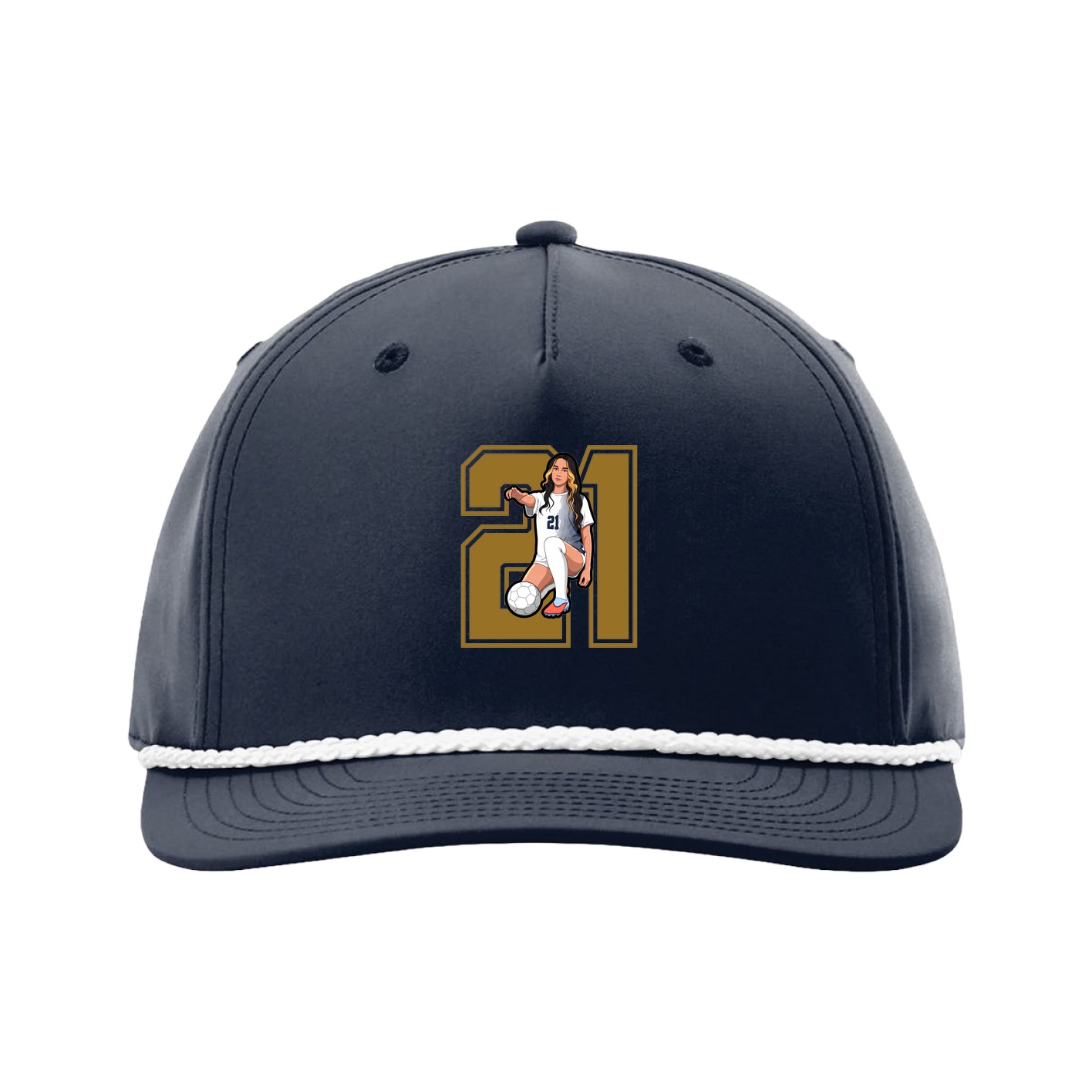 Five-Panel Classic Rope Cap — Number in Navy