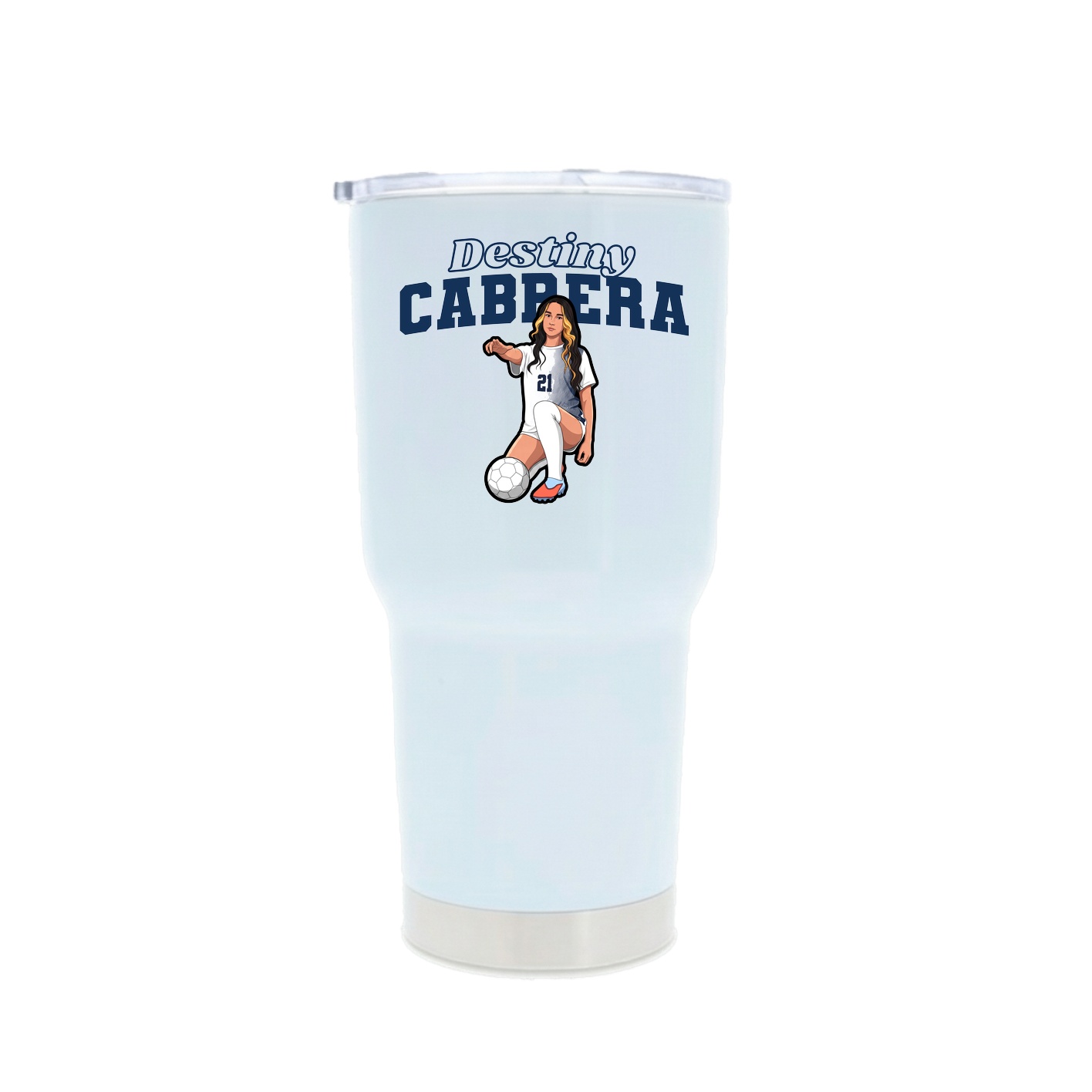 30oz Stainless Steel Tumbler — Name Arch in White