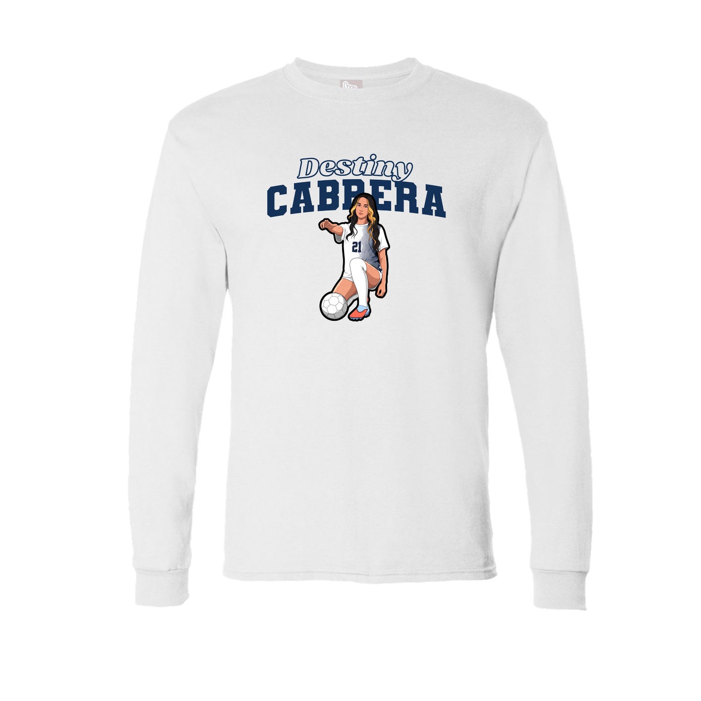 Long Sleeve Tee — Name Arch in White