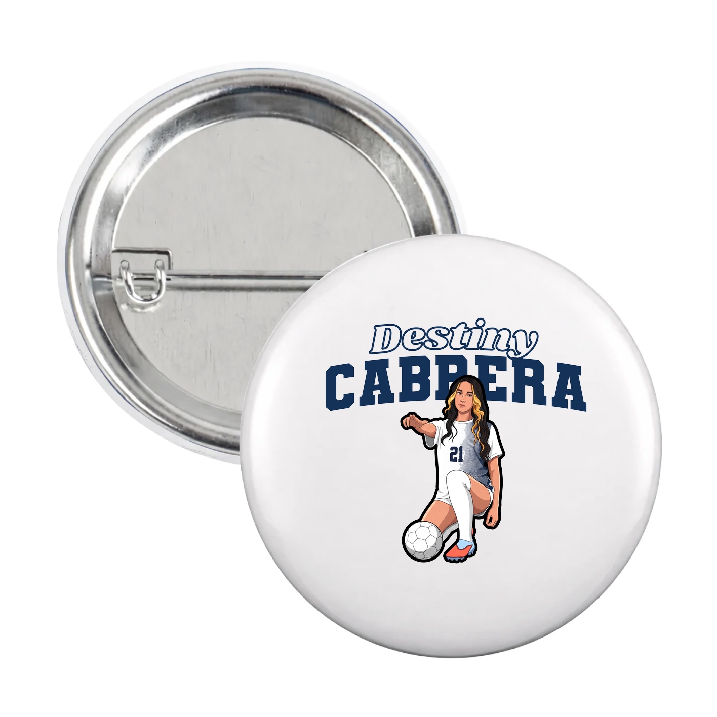 Game Day Button — Name Arch in White