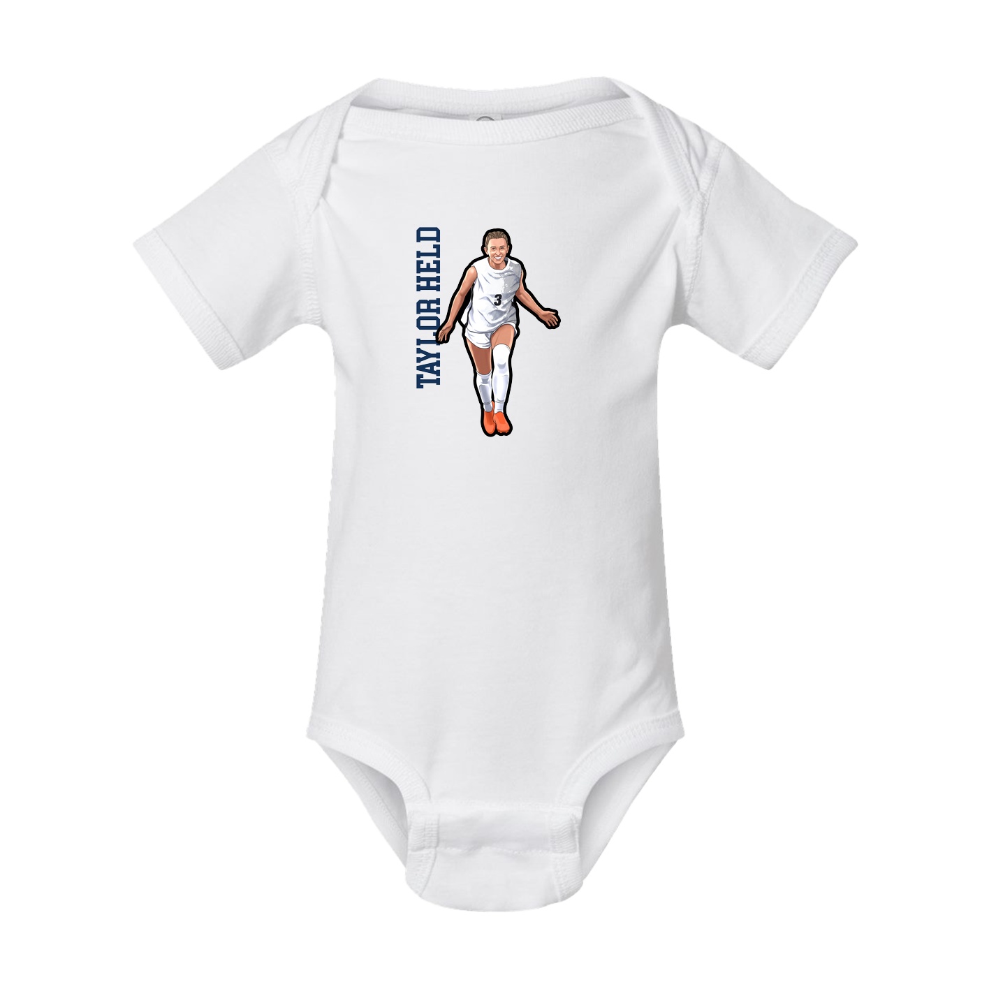 Baby Onesie — Name Vertical in White