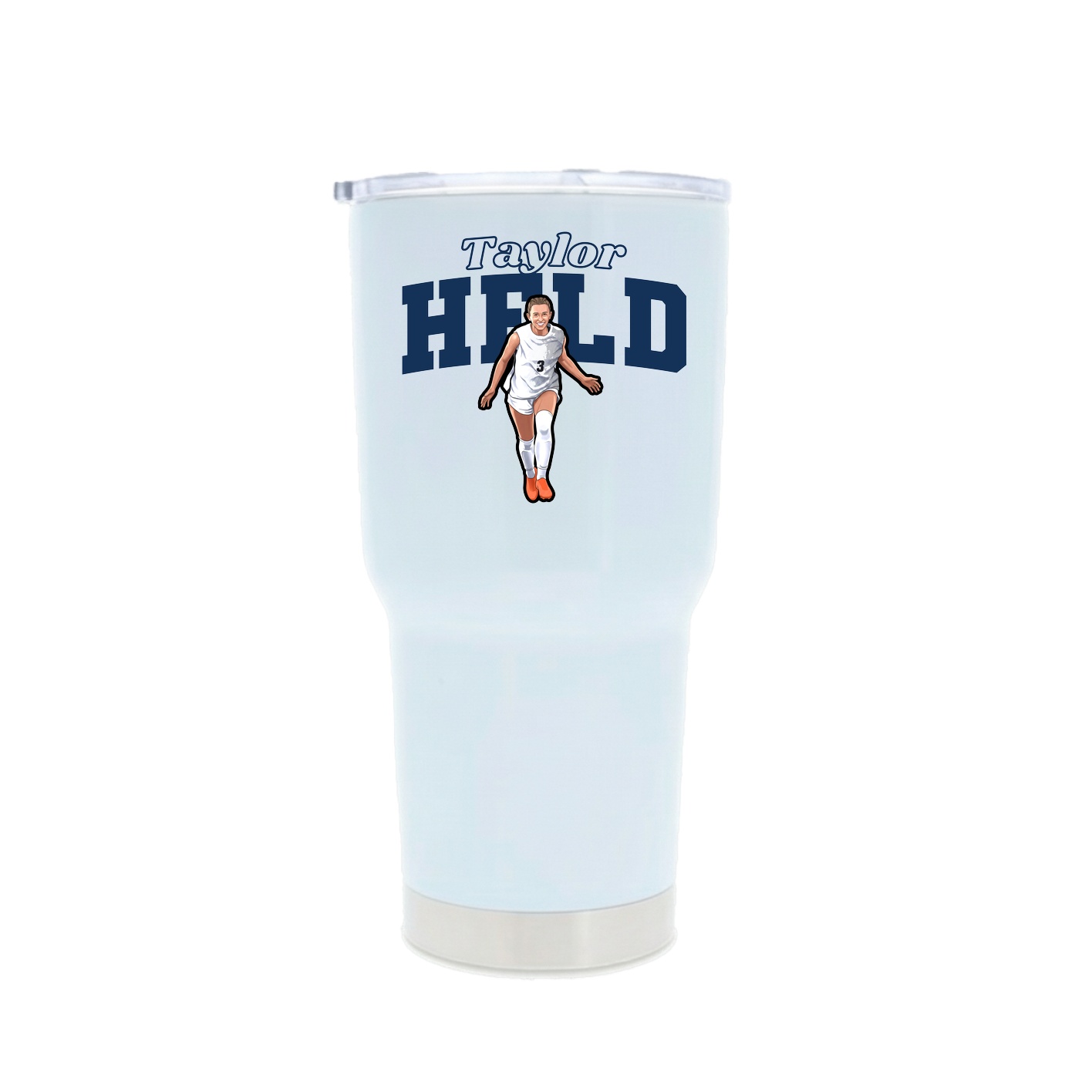 30oz Stainless Steel Tumbler — Name Arch in White