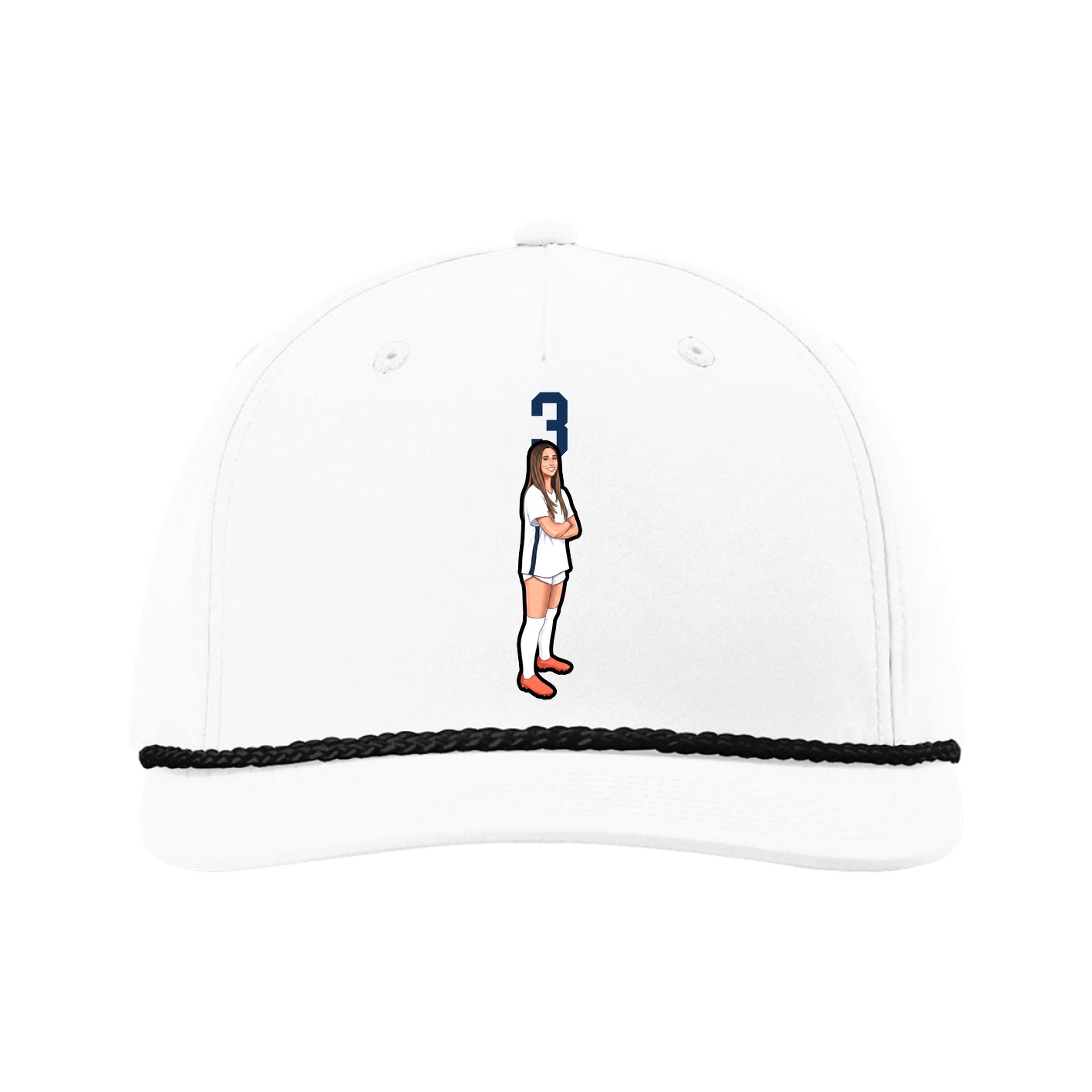Five-Panel Classic Rope Cap — Number Top in White