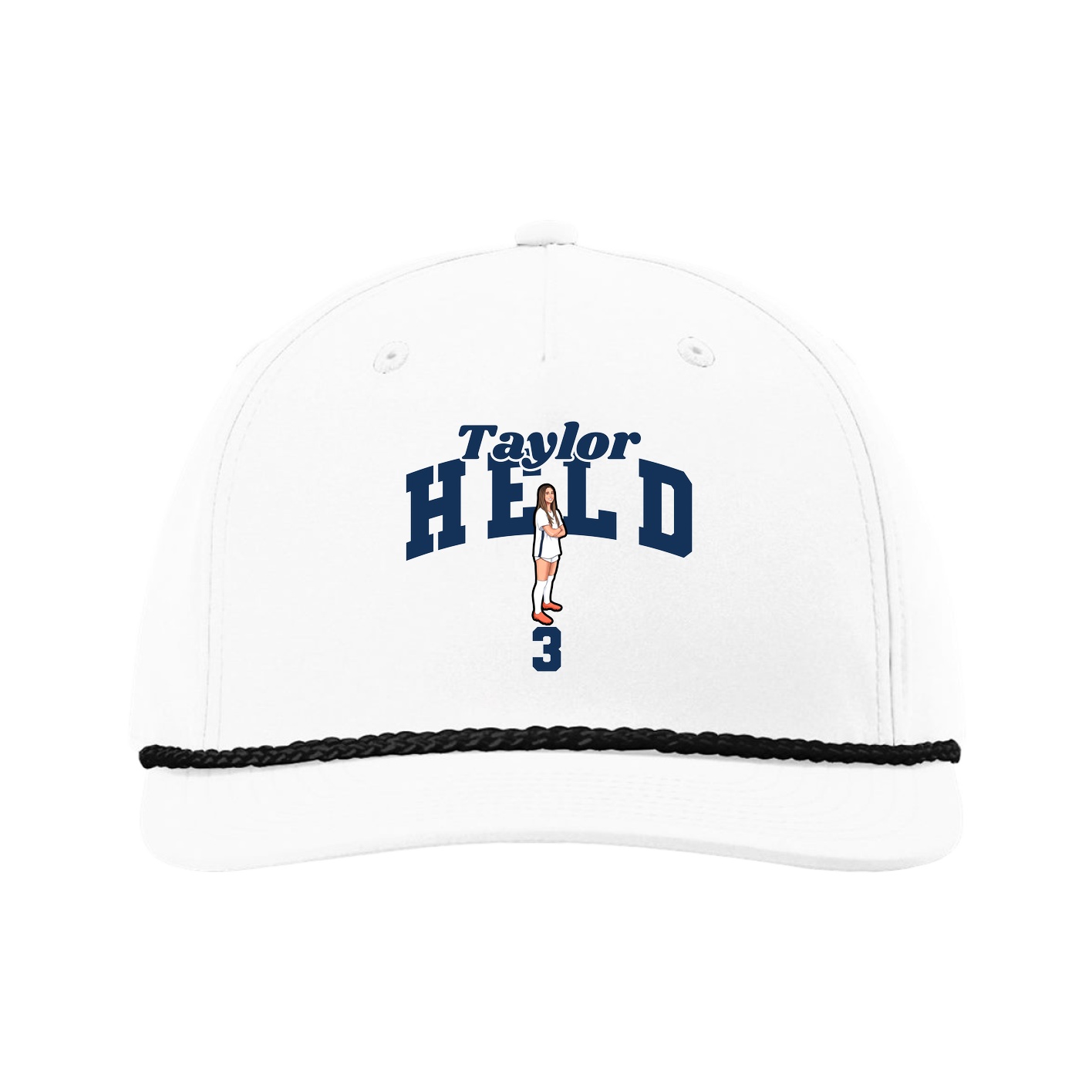 Five-Panel Classic Rope Cap — Signature Arch in White