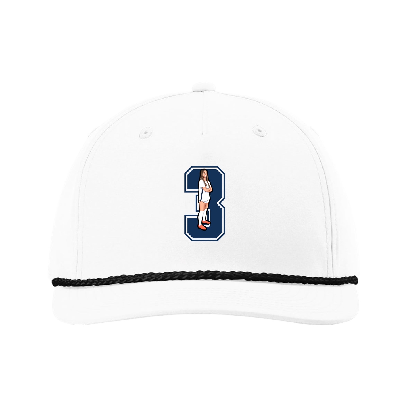 Five-Panel Classic Rope Cap — Number in White