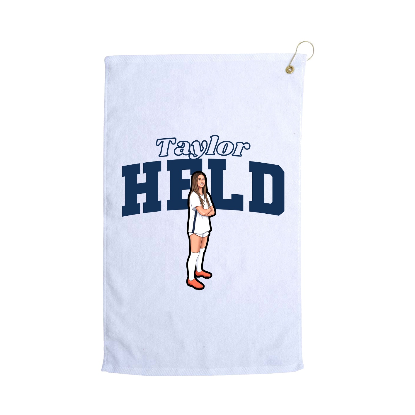 Golf Towel — Name Arch in White