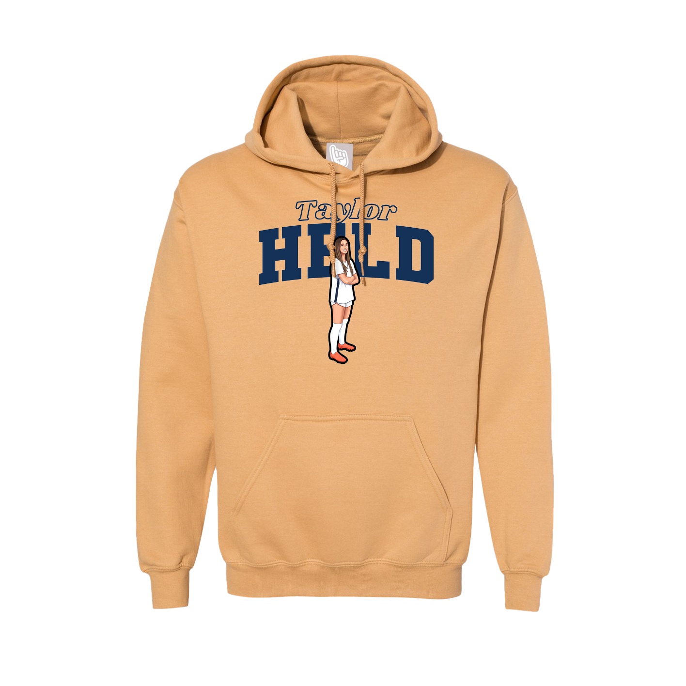 Hoodie — Name Arch in Vegas Gold