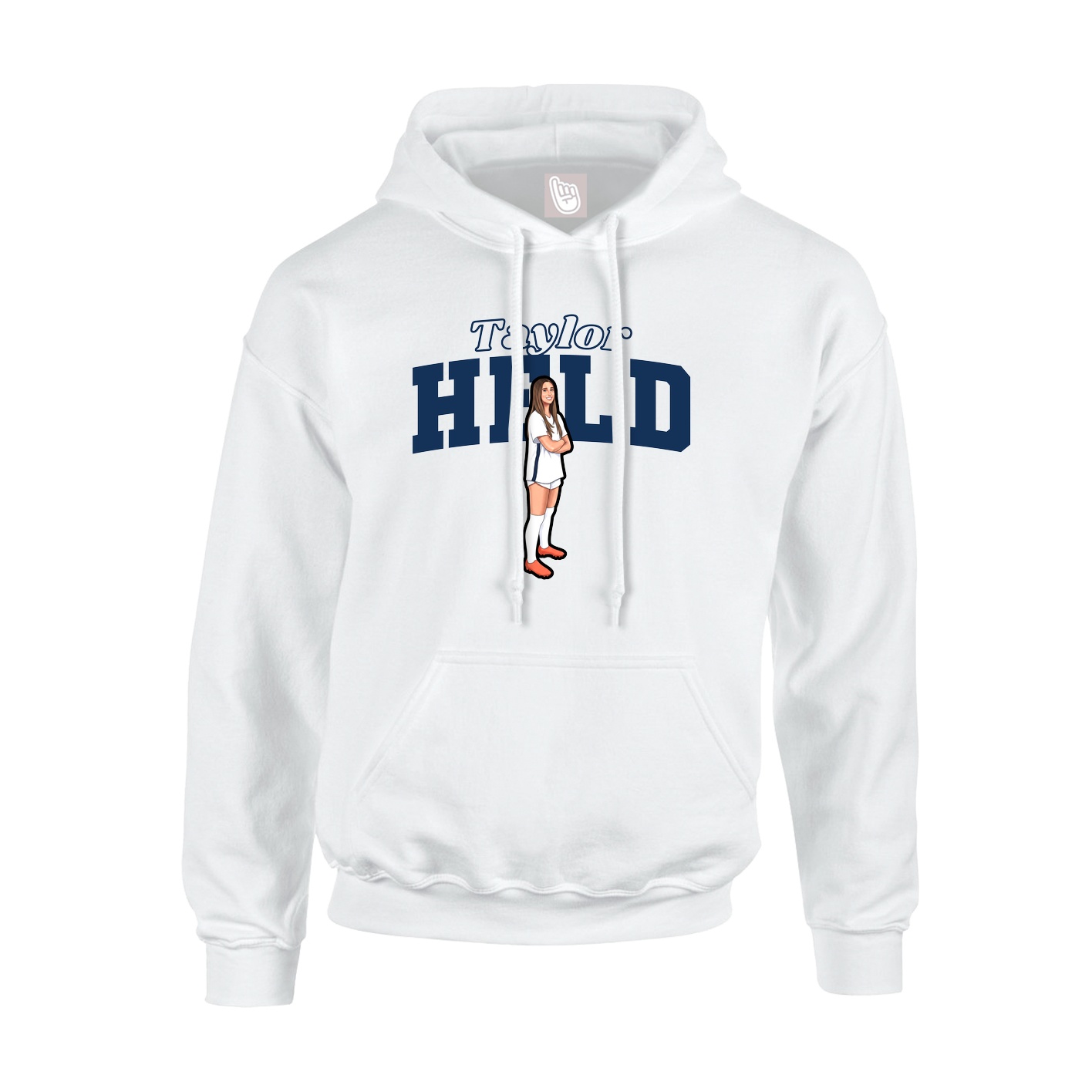 Youth Hoodie — Name Arch in White