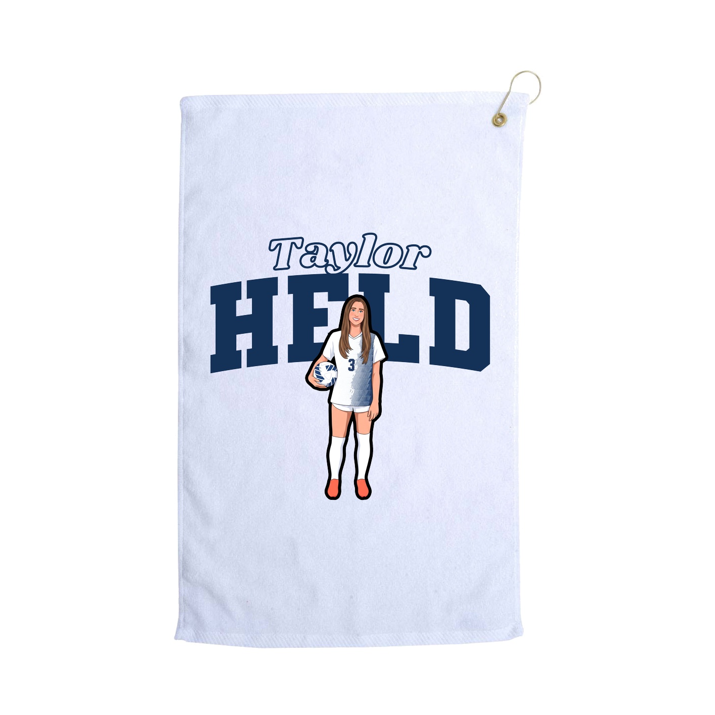 Golf Towel — Name Arch in White