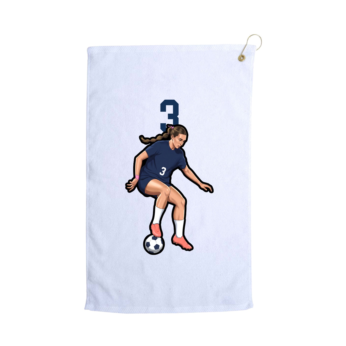 Golf Towel — Number Top in White