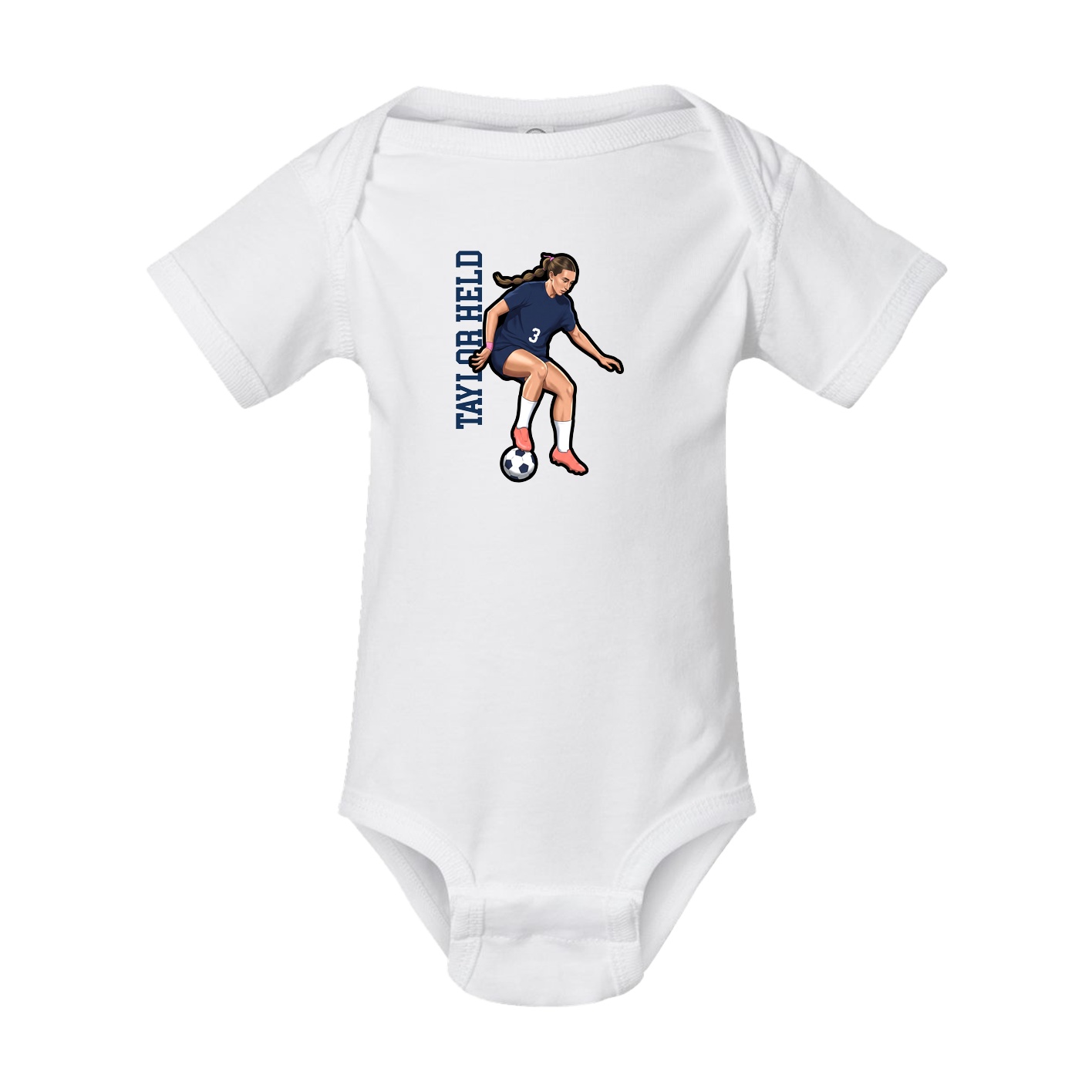 Baby Onesie — Name Vertical in White