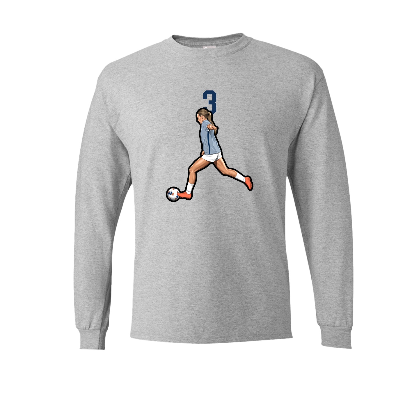 Long Sleeve Tee — Number Top in Grey