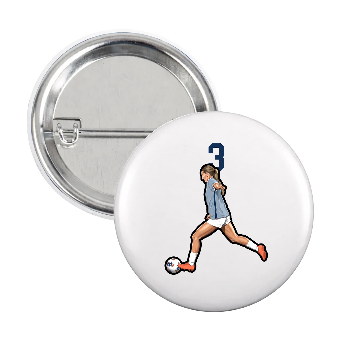 Game Day Button — Number Top in White