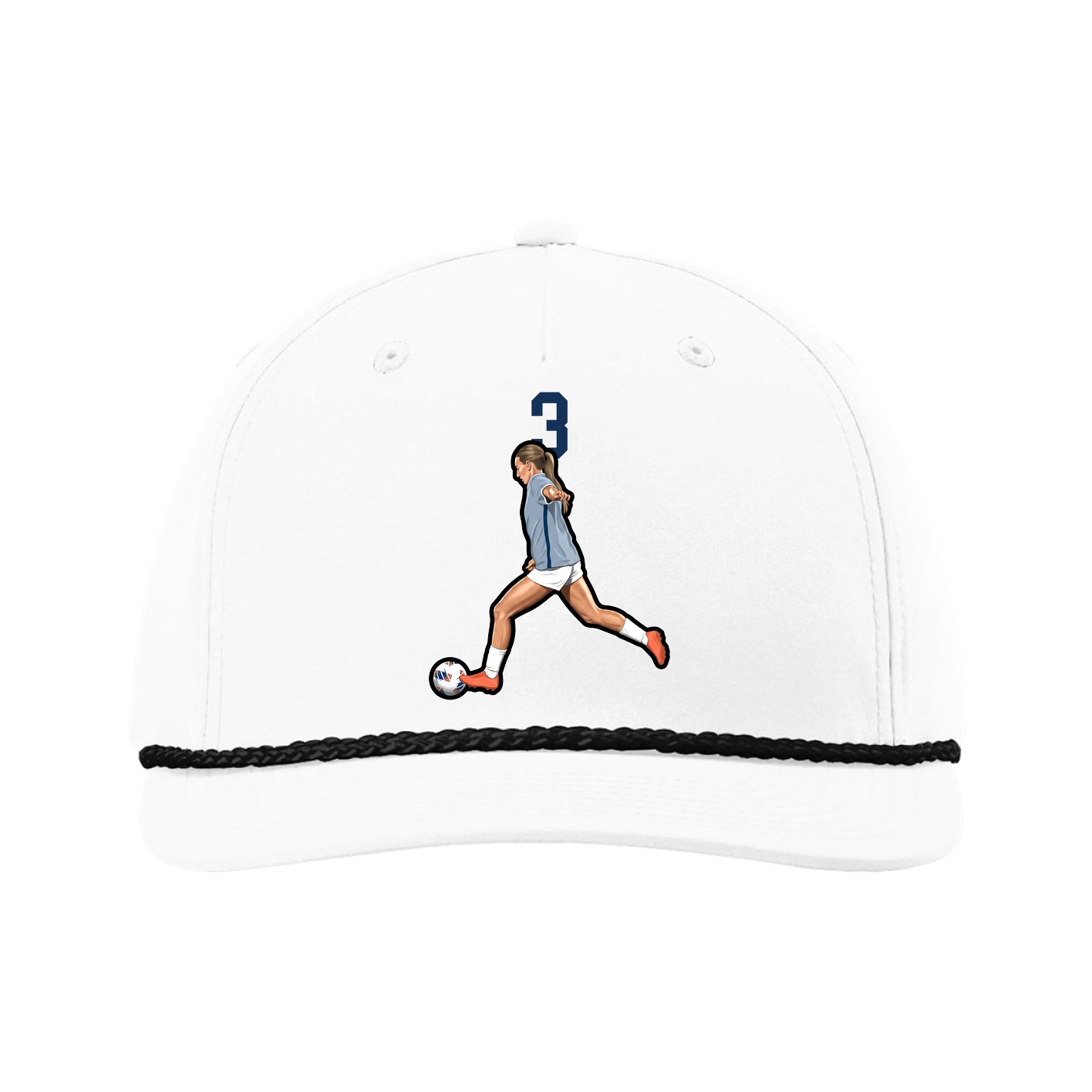 Five-Panel Classic Rope Cap — Number Top in White