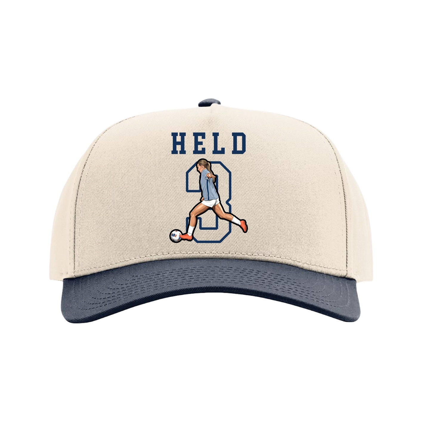 Full Fabric Five-Panel Champ Cap — Shirsey in Cream/Navy