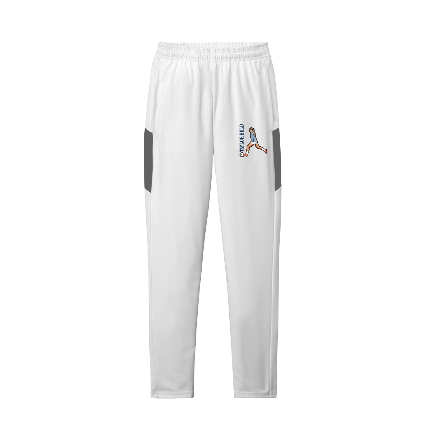 Team Travel Pant — Name Vertical in White/Grey