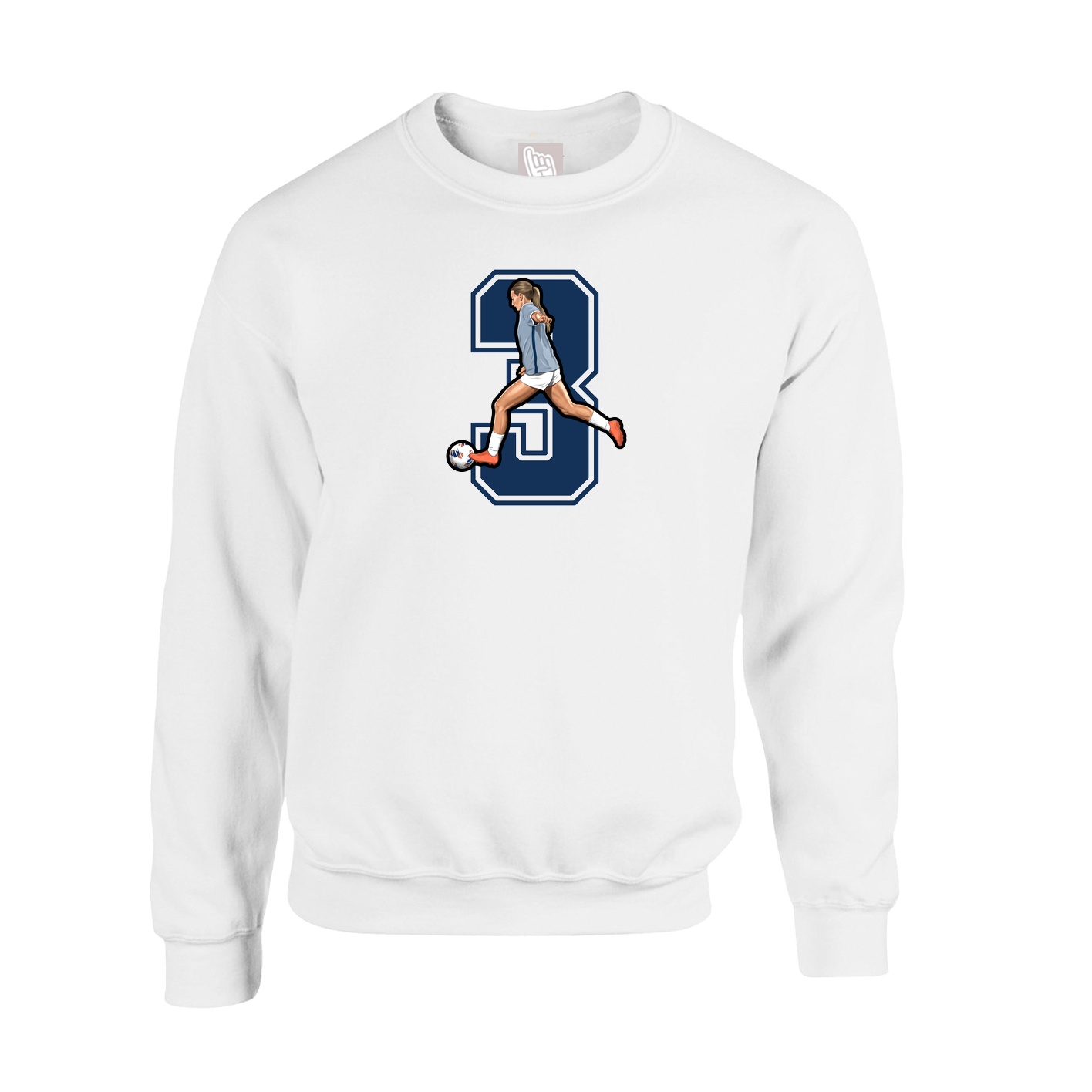 Fleece Crew — Number in White