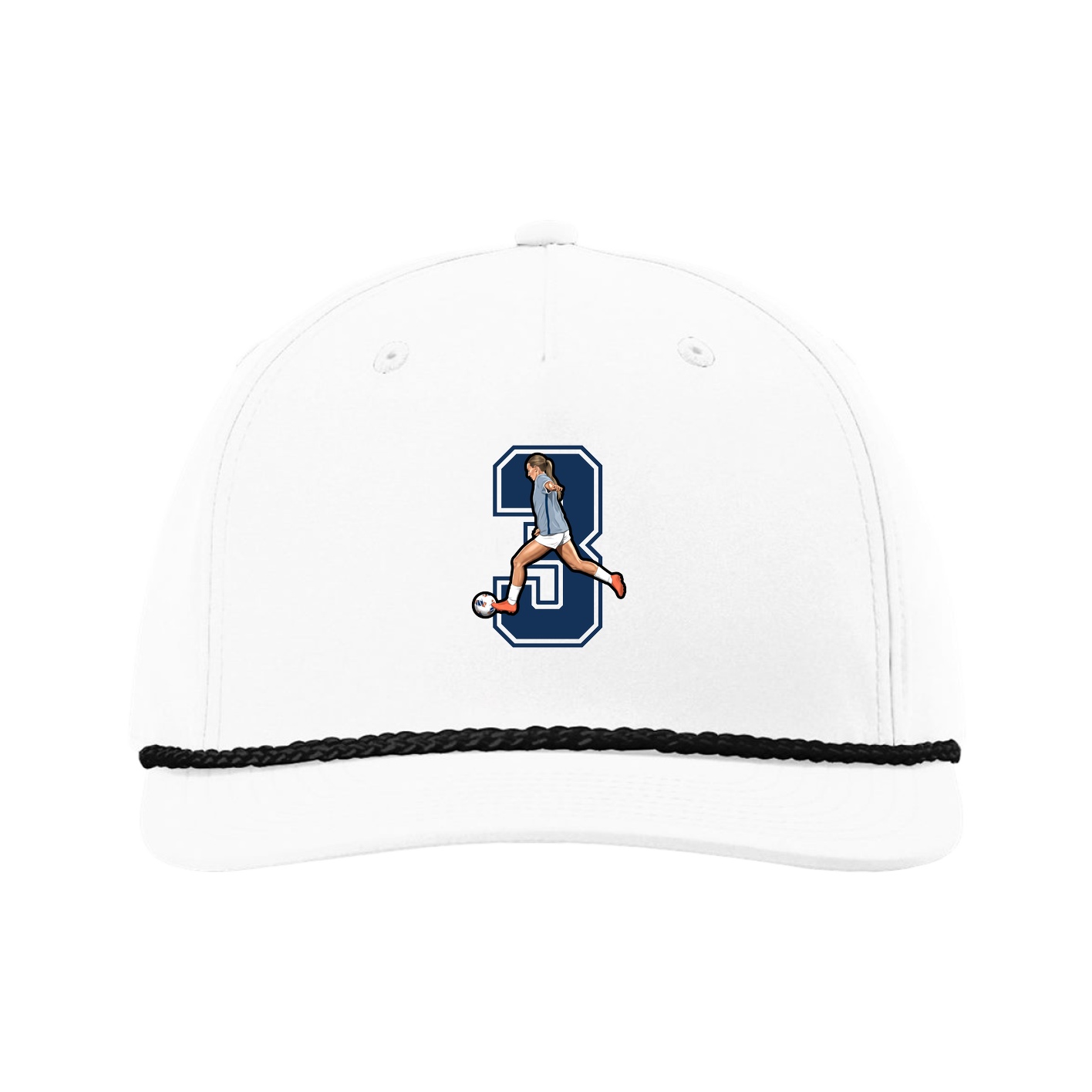 Five-Panel Classic Rope Cap — Number in White