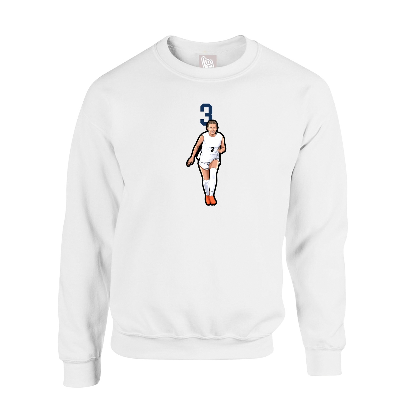 Fleece Crew — Number Top in White