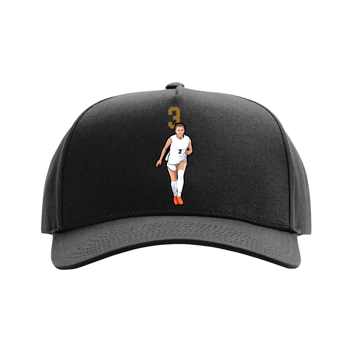 Full Fabric Five-Panel Champ Cap — Number Top in Black