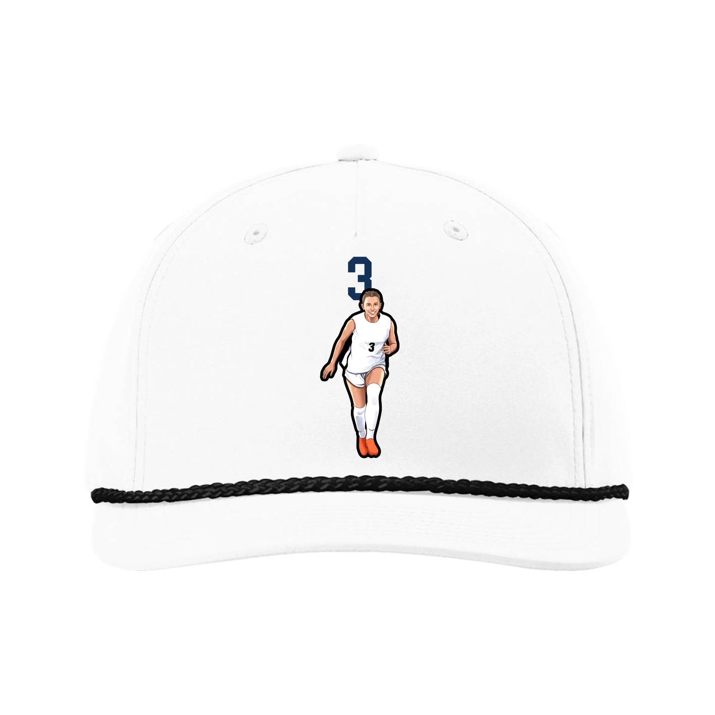 Five-Panel Classic Rope Cap — Number Top in White