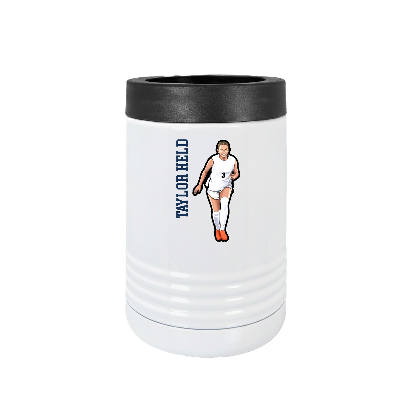 Beverage Holder — Name Vertical in White