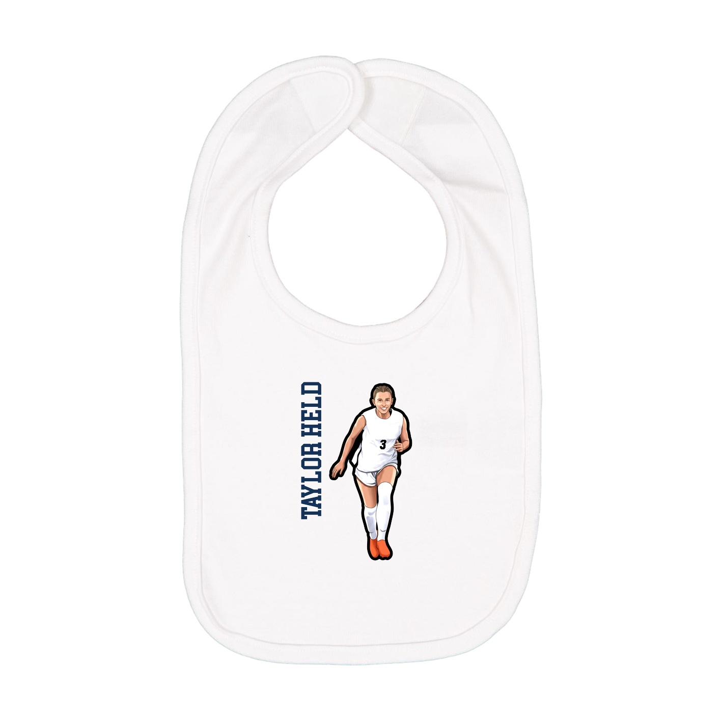 Infant Bib — Name Vertical in White