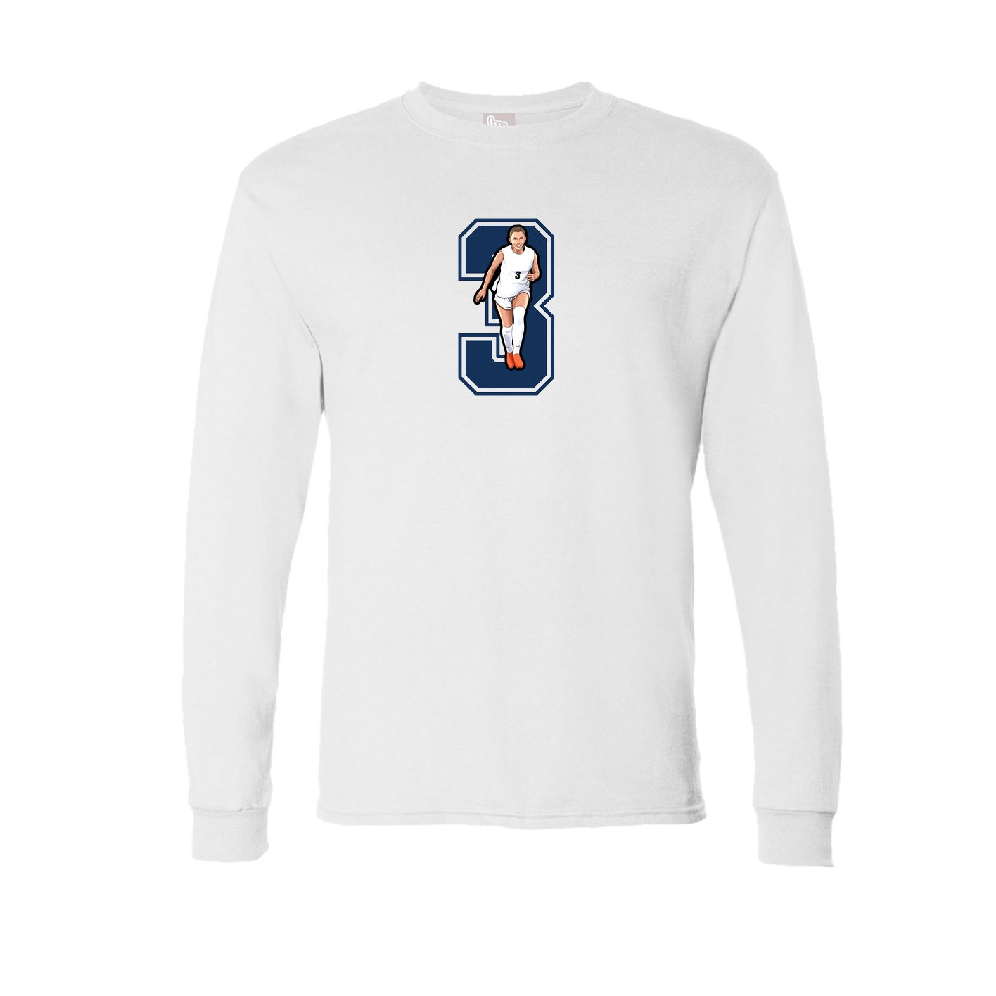 Long Sleeve Tee — Number in White