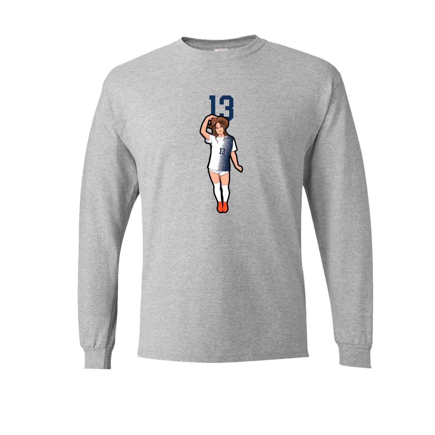 Long Sleeve Tee — Number Top in Grey