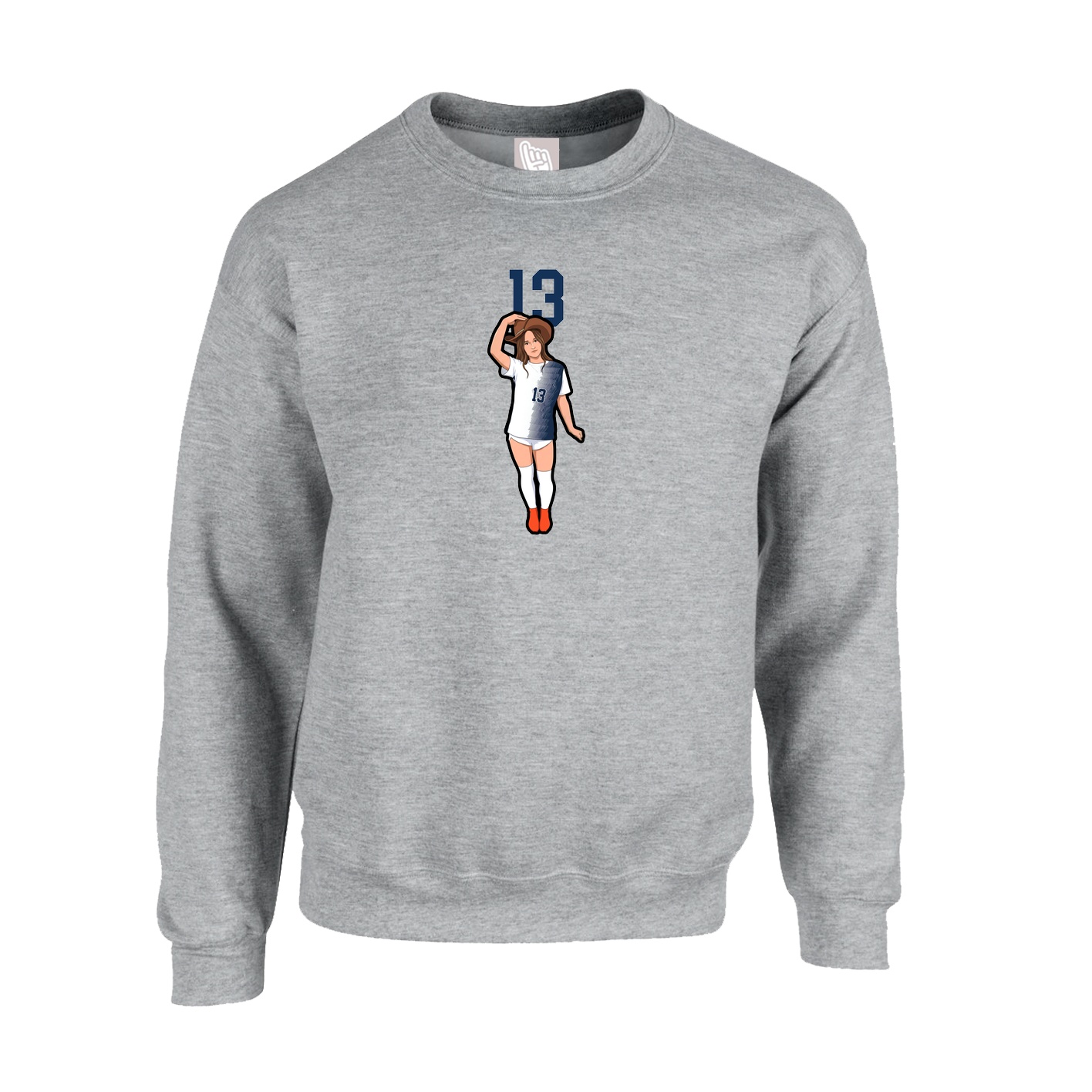 Fleece Crew — Number Top in Grey