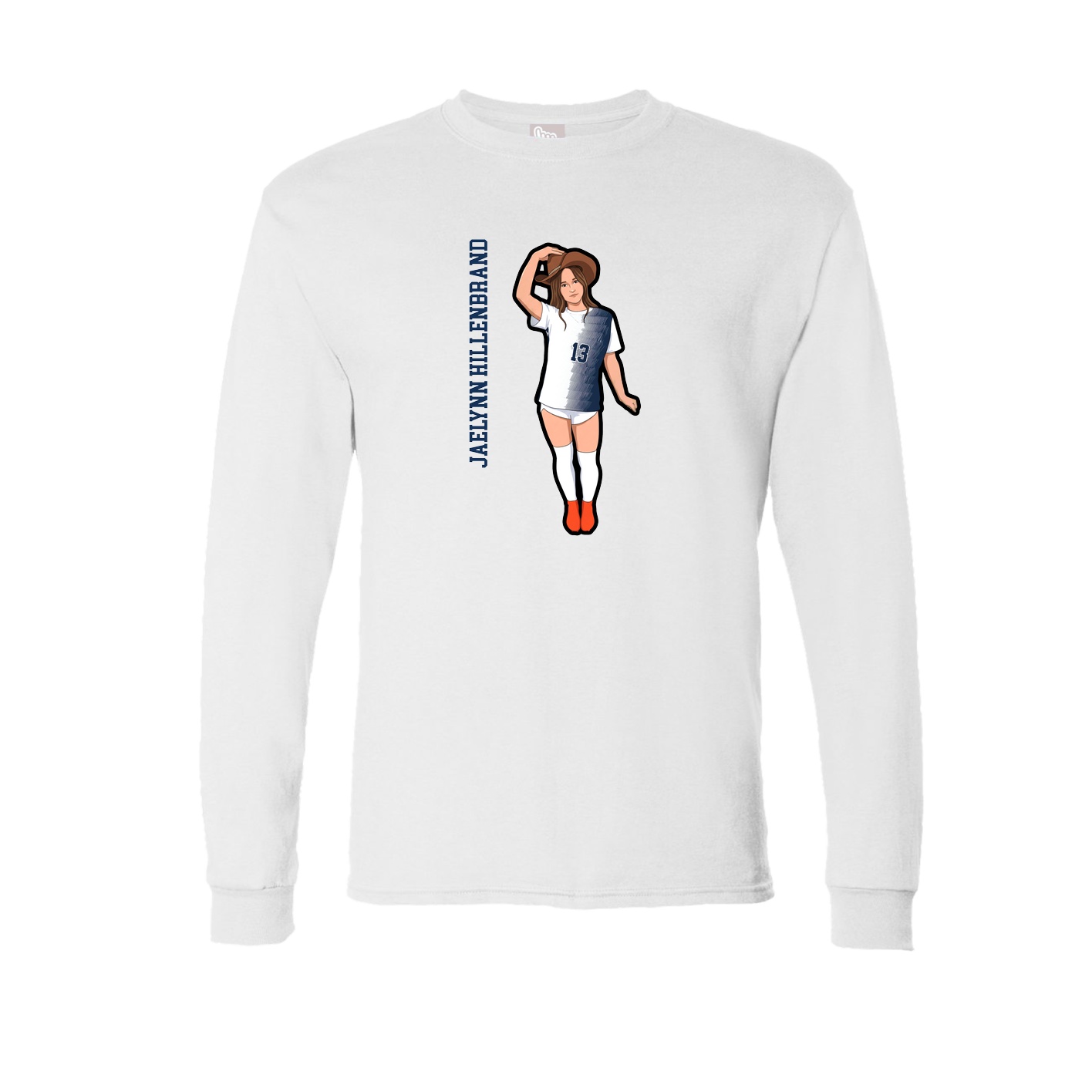 Long Sleeve Tee — Name Vertical in White