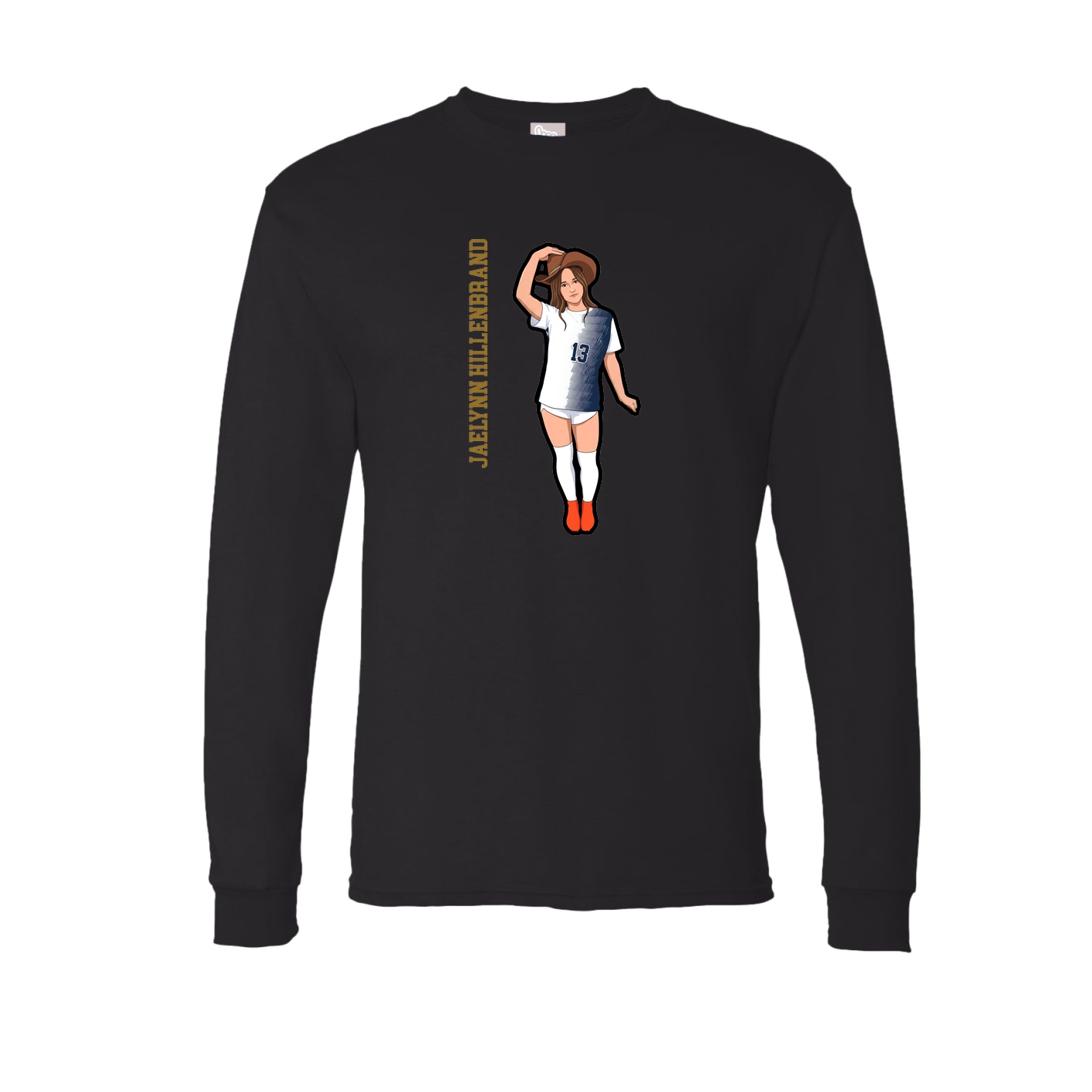 Long Sleeve Tee — Name Vertical in Black