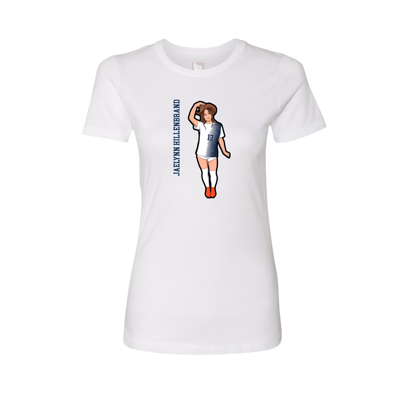 Womens Tee — Name Vertical in White