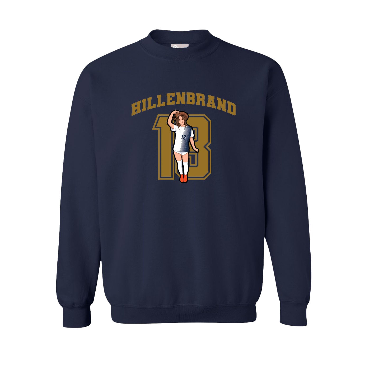 Fleece Crew — Number in Navy