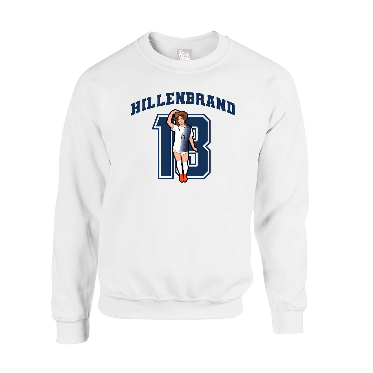 Fleece Crew — Number in White