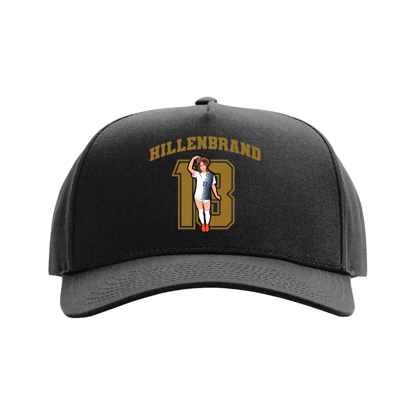Full Fabric Five-Panel Champ Cap — Number in Black