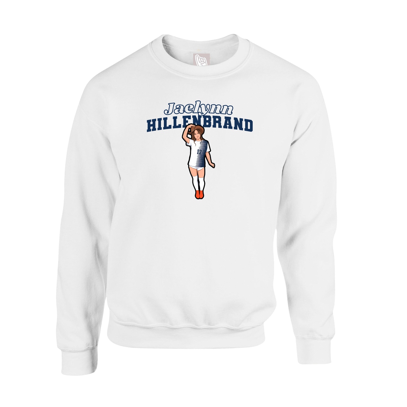 Fleece Crew — Name Arch in White