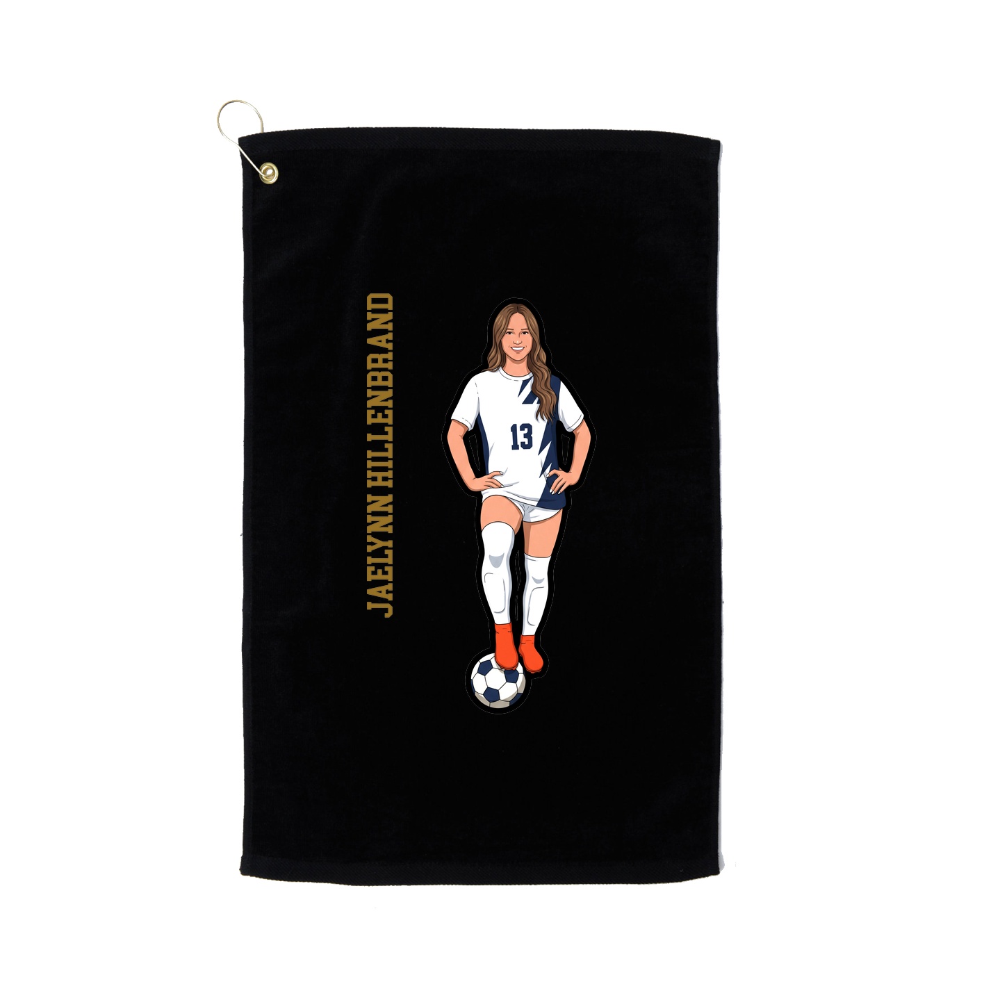 Golf Towel — Name Vertical in Black